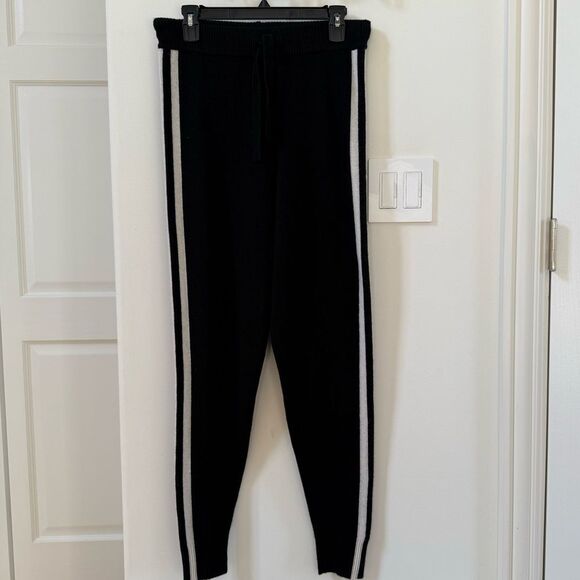 THREADS OF PRVLG Side Striped Cashmere Jogging Pants in Black M - Picture 12 of 13